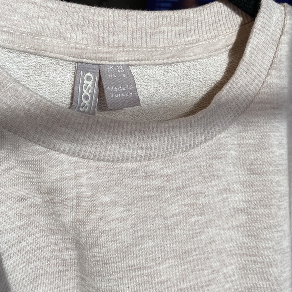 ASOS Size 8 Batwing Sweatshirt with Buttons in Oatmeal Marl - Picture 5 of 7